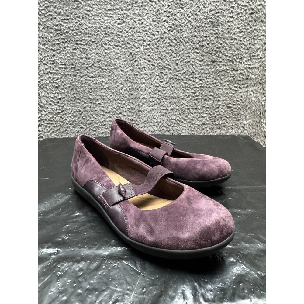 Clarks Medora Frost Suede Leather Slip-On Mary Jane Flat Purple Womens Size 9.5M